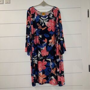 Ruby Rd Brushed Bloom Boat Neck Jersey Knit Dress Size 3x - EUC - Elegant Bold.